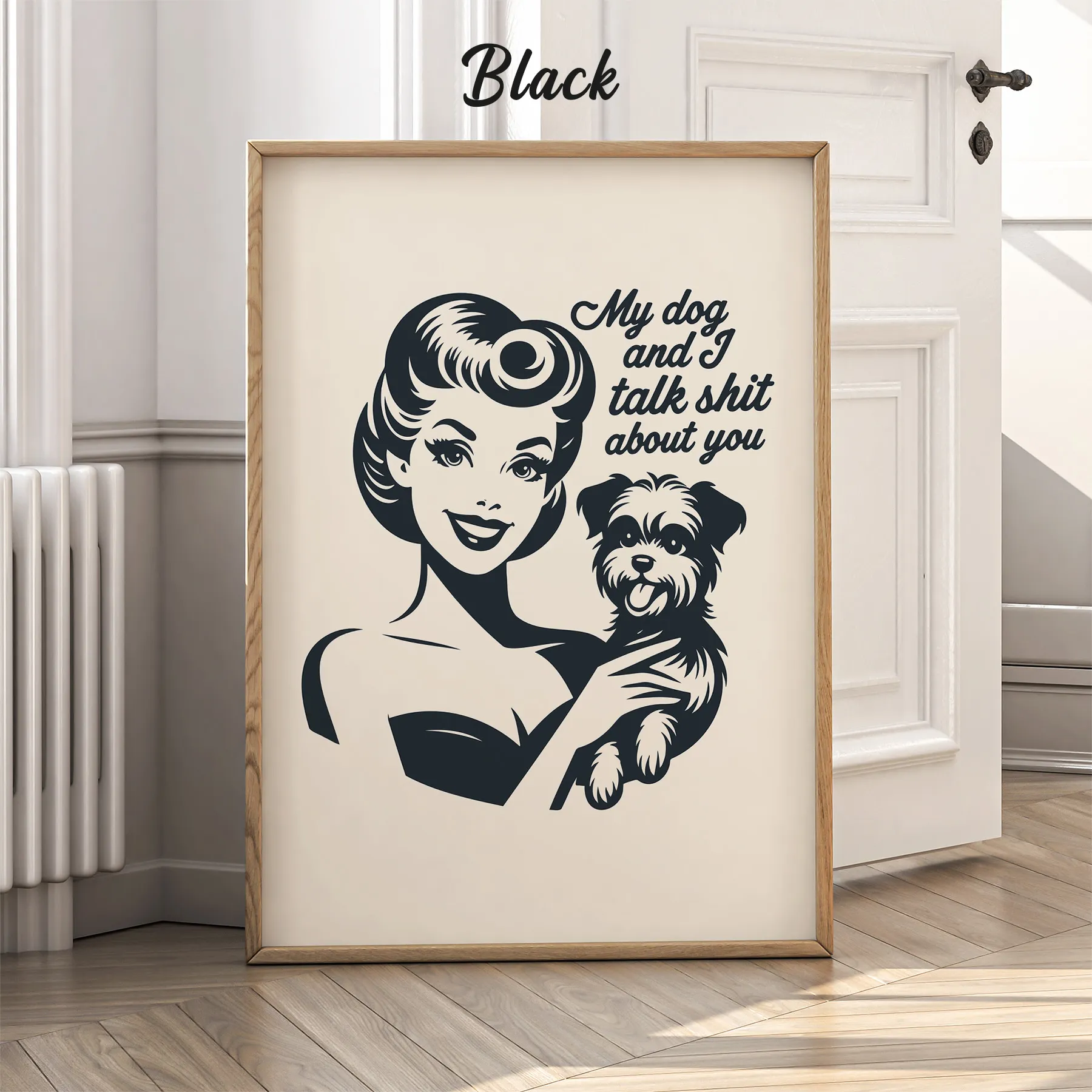 Retro Lady with Dog Wall Art