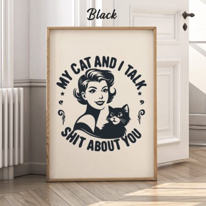 Retro Lady with Cat Wall Art