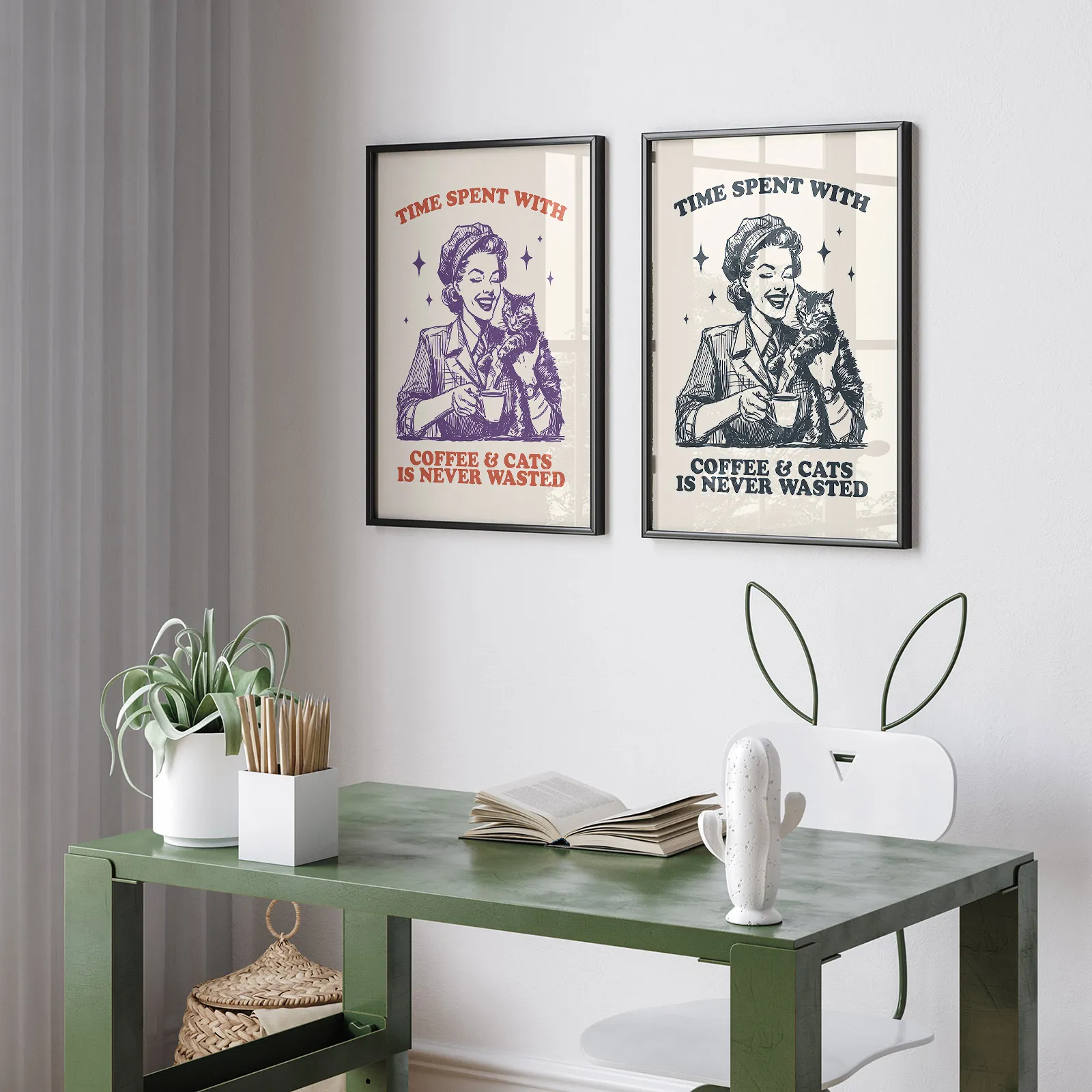 Woman with Cat – Time Spent with Coffee & Cats is Never Wasted