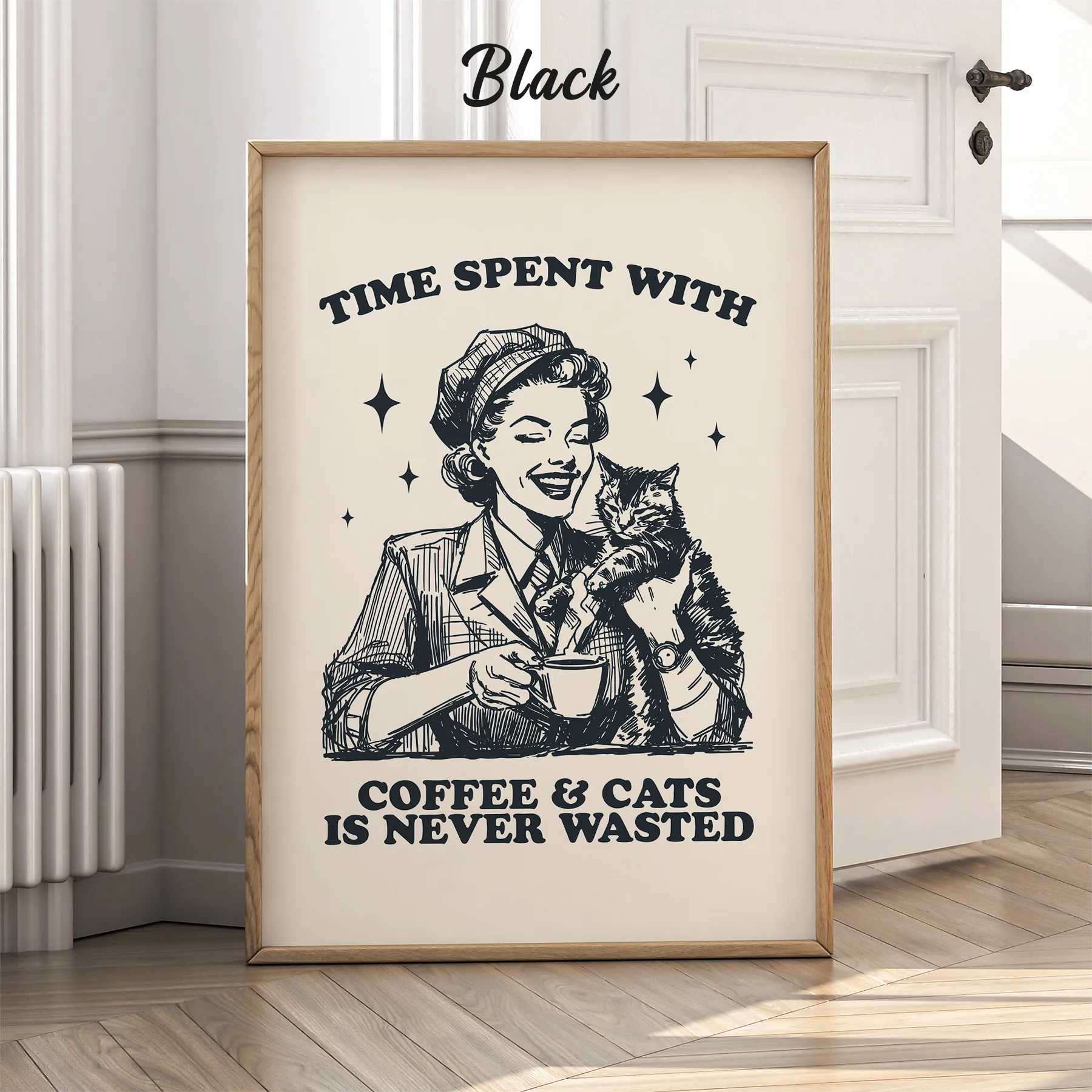 Woman with Cat – Time Spent with Coffee & Cats is Never Wasted