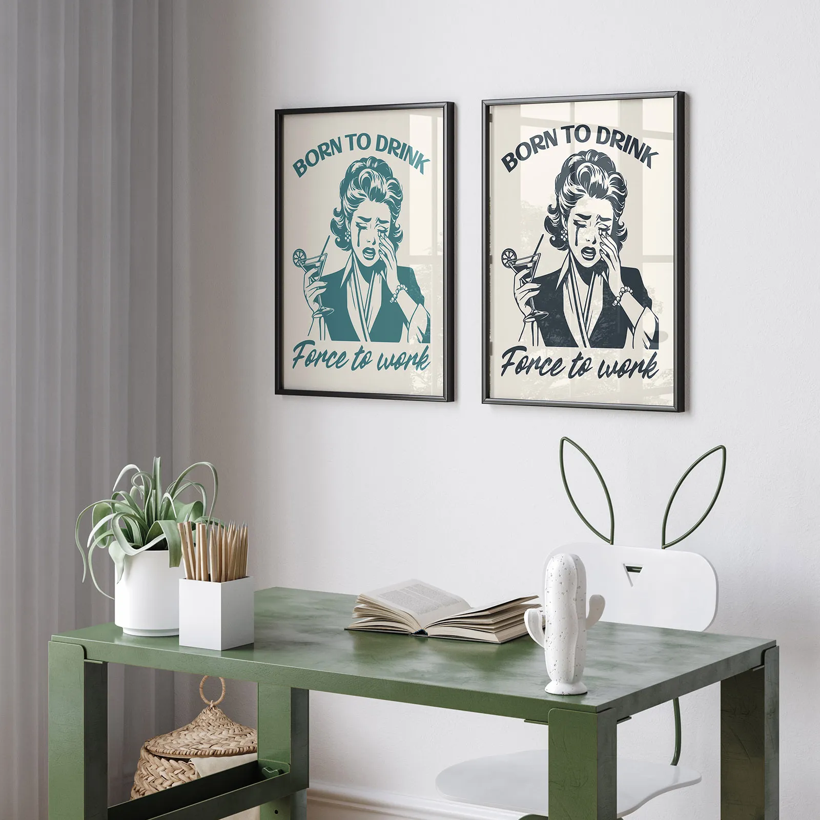 Born to Drink, Forced to Work – Retro Wall Art