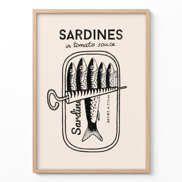 Sardines Kitchen Wall Art – Retro Sardine Tin Print