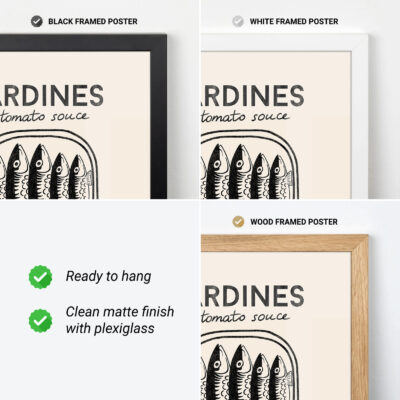 Sardine Wall Art – Retro Black Can Kitchen Poster