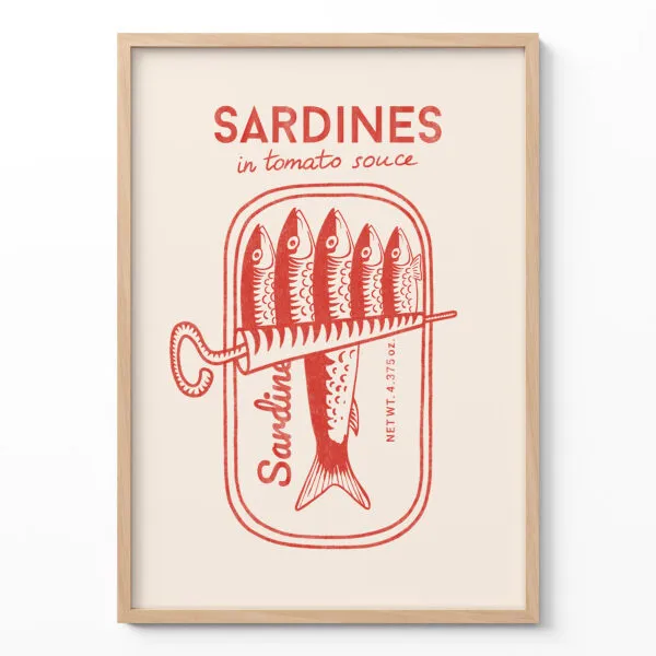 Retro paveikslas – Sardinės (raudonas)