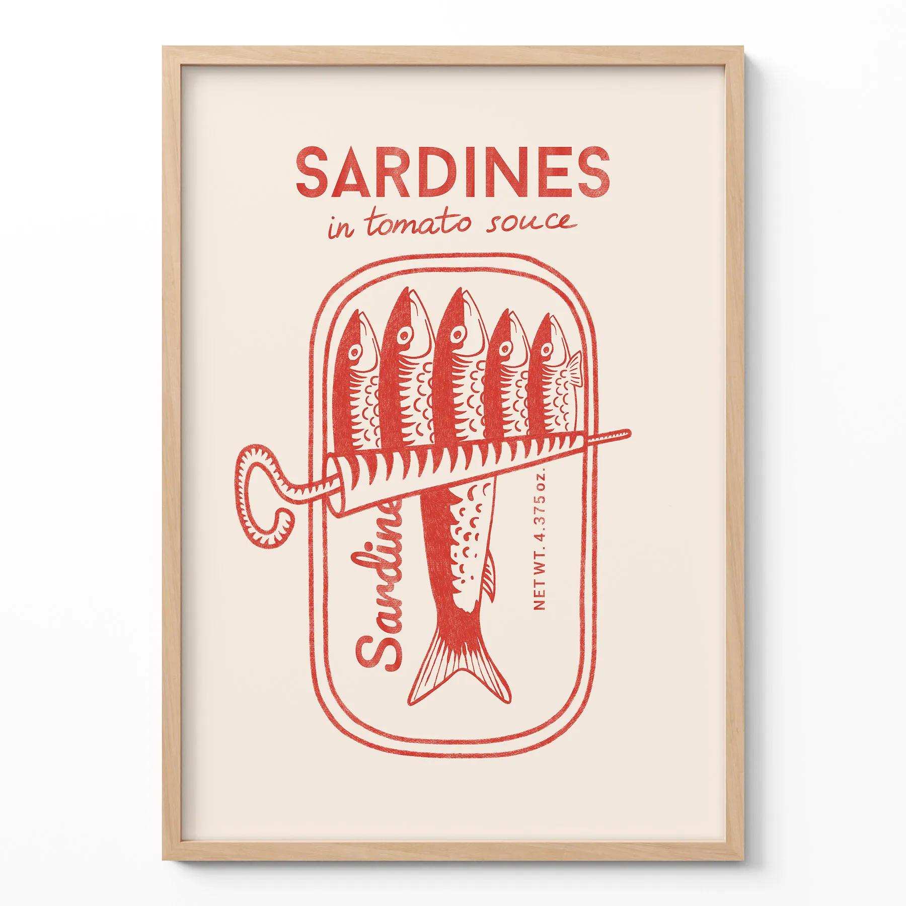 Retro Wandbild – Sardinen (Rot)