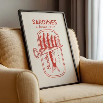 Retro Wandbild – Sardinen (Rot)