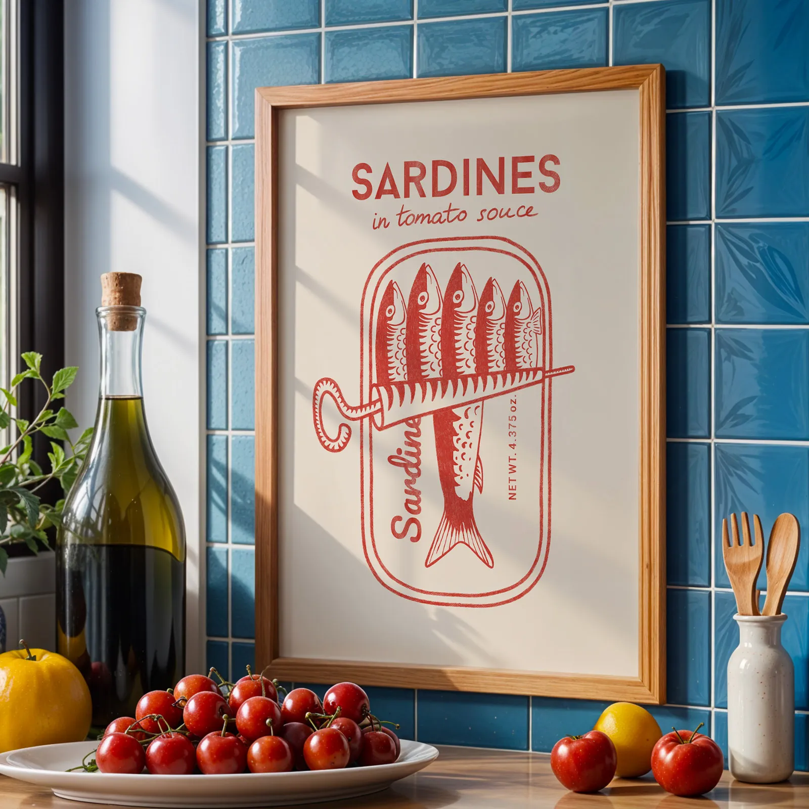 Retro Wandbild – Sardinen (Rot)