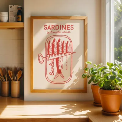 Retro Wandbild – Sardinen (Rot)