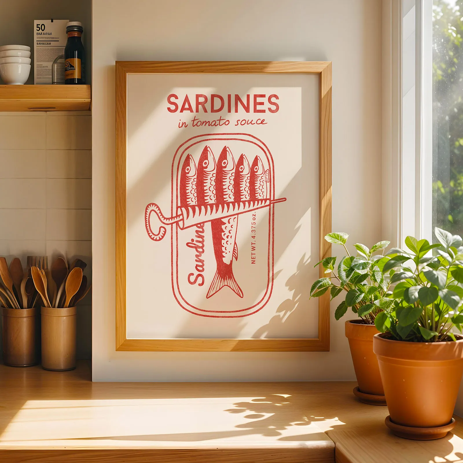 Retro Wandbild – Sardinen (Rot)
