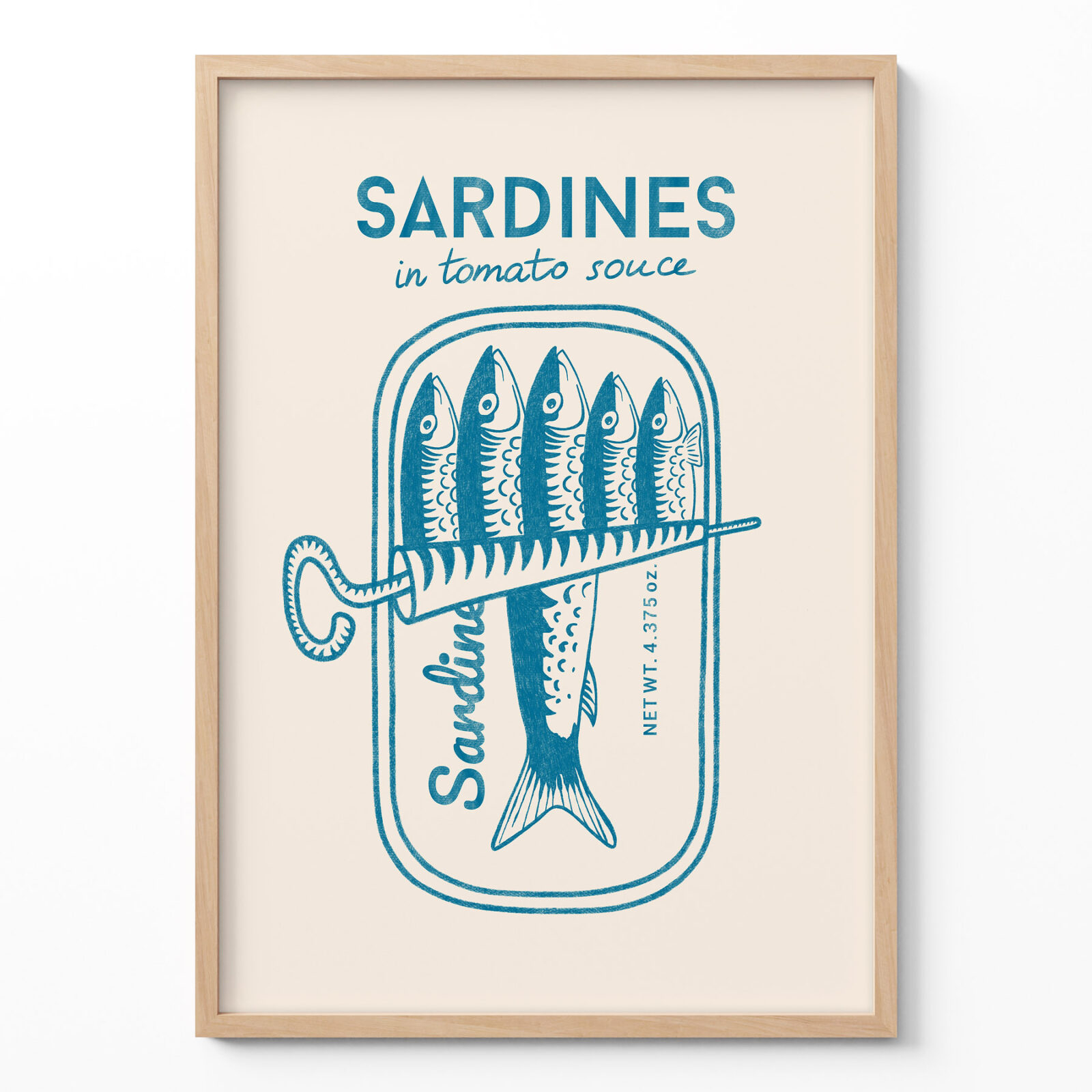 Sardines Wall Art – Vintage Blue Kitchen Poster