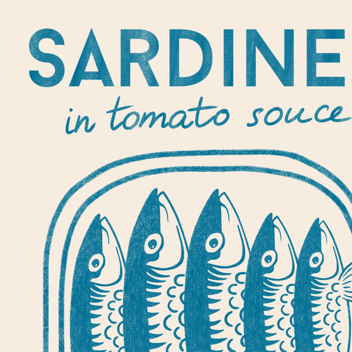 Sardines Wall Art – Vintage Blue Kitchen Poster