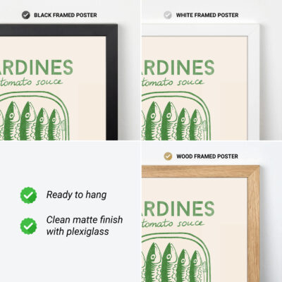 Sardine Print – Retro Green Tin Fish Kitchen Poster