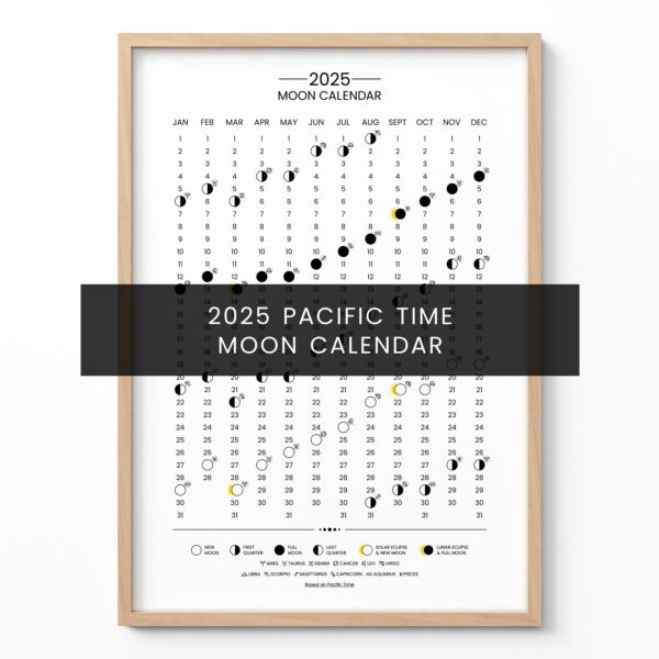 2025 Lunar Calendar – Minimalist Moon Phase Poster