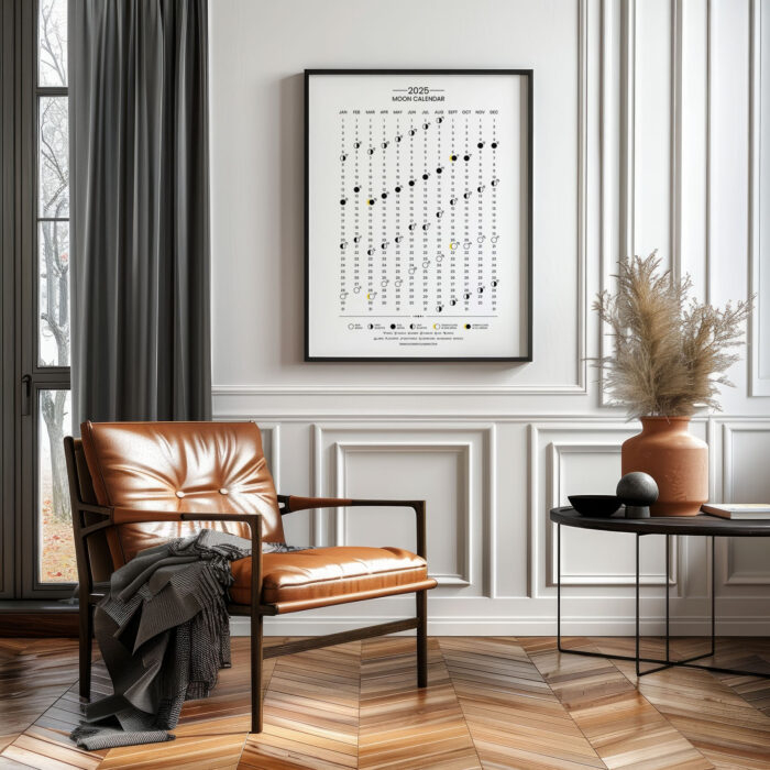 Moon Phases 2025 Calendar – Eastern European Time Poster