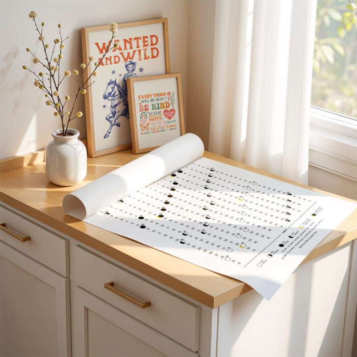 Moon Phases 2025 Calendar – Eastern European Time Poster