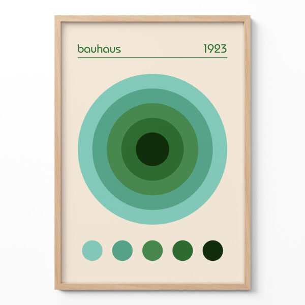 Bauhaus Geometric Print – Green Circles Wall Art 1923