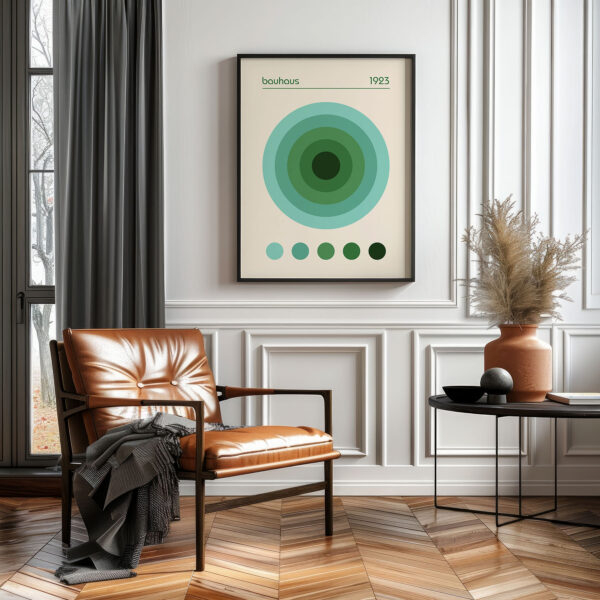 Bauhaus Geometric Print – Green Circles Wall Art 1923