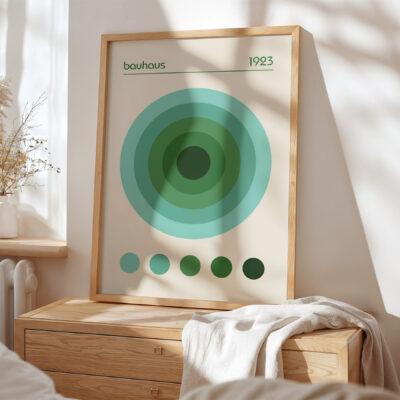 Bauhaus Geometric Print – Green Circles Wall Art 1923