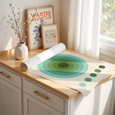 Bauhaus Geometric Print – Green Circles Wall Art 1923