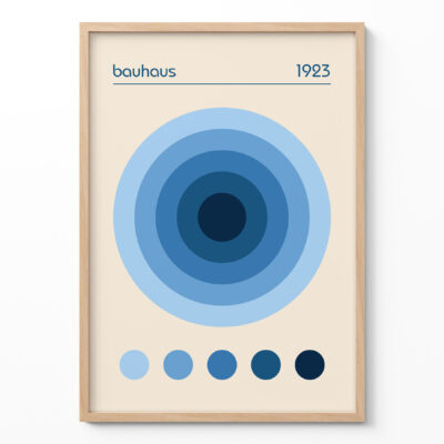 Geometric Wall Art – Bauhaus Blue Circles Poster 1923