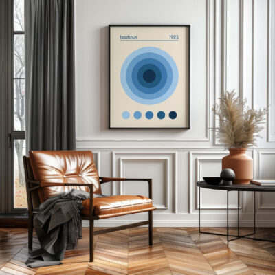 Geometric Wall Art – Bauhaus Blue Circles Poster 1923