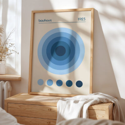 Geometric Wall Art – Bauhaus Blue Circles Poster 1923