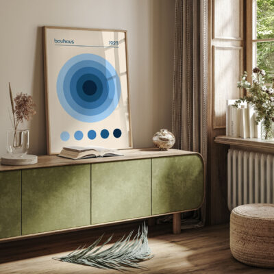 Geometric Wall Art – Bauhaus Blue Circles Poster 1923