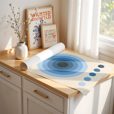 Geometric Wall Art – Bauhaus Blue Circles Poster 1923