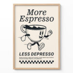 Retro Coffee Wall Art – More Espresso Less Depresso Print