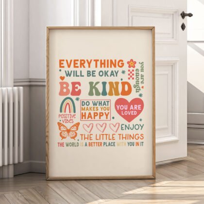 Be Kind & Stay Happy – Poster or Canvas Print