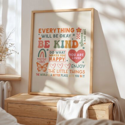 Be Kind & Stay Happy – Poster or Canvas Print