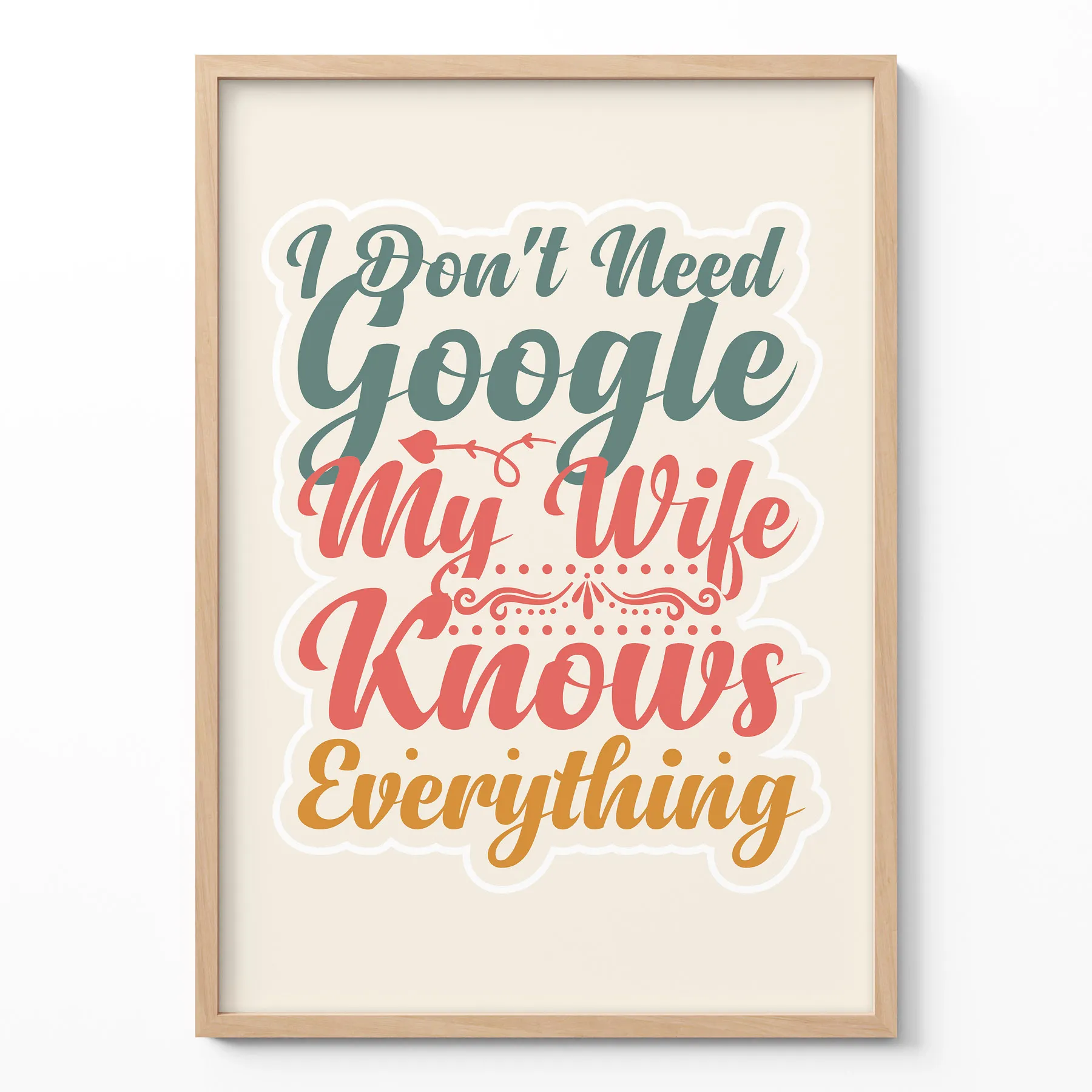 I Don’t Need Google, My Wife Knows Everything Wall Art