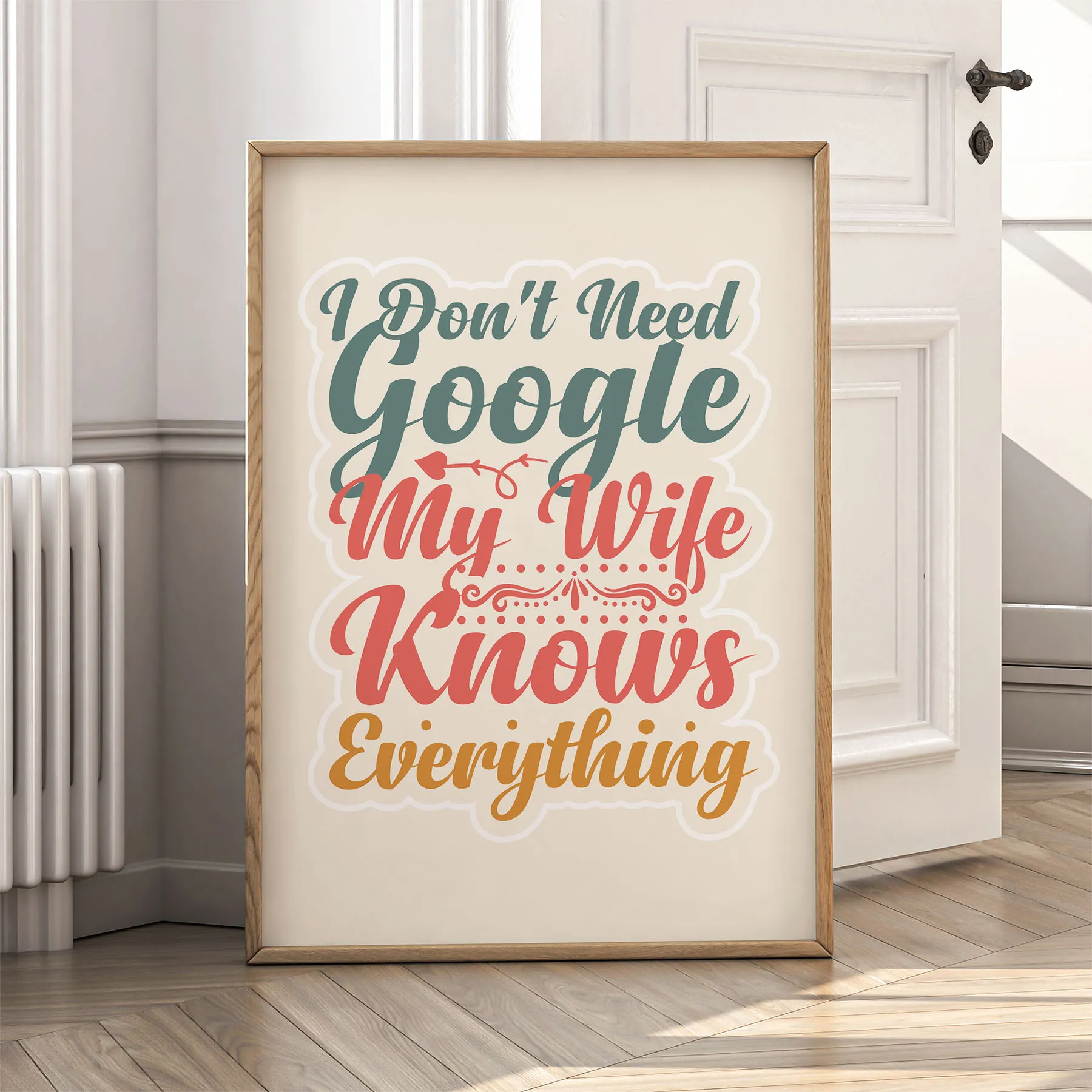 I Don’t Need Google, My Wife Knows Everything Wall Art