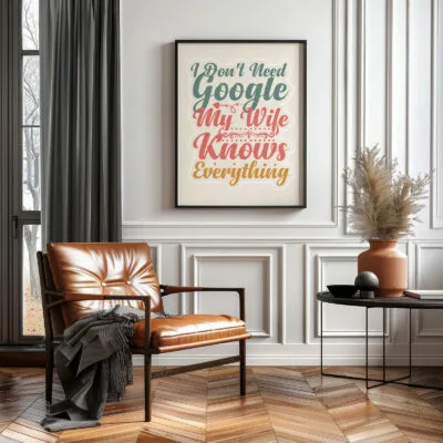 I Don’t Need Google, My Wife Knows Everything Wall Art