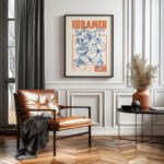 Ramen Cat Poster – Retro Japanese Noodle Art Print