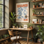 Ramen Cat Poster – Retro Japanese Noodle Art Print