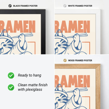 Cat with Ramen – Noodle Art Print