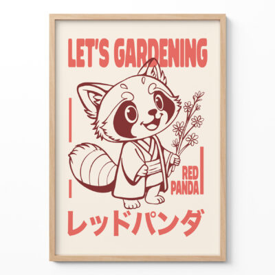 Red Panda Poster – Retro Japanese Wall Art
