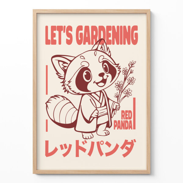 Red Panda Poster – Retro Japanese Wall Art