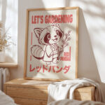 Red Panda Poster – Retro Japanese Wall Art
