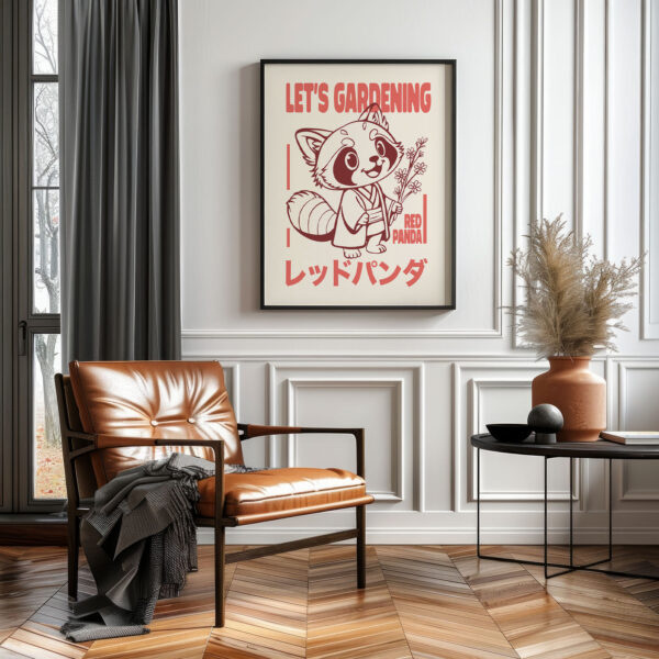 Red Panda Poster – Retro Japanese Wall Art