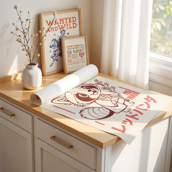 Red Panda Poster – Retro Japanese Wall Art