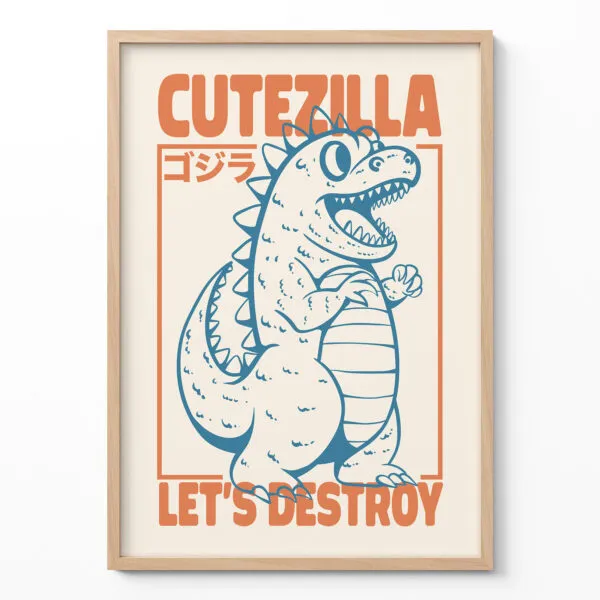 Wandbild mit Godzilla – Süß, aber zerstört alles