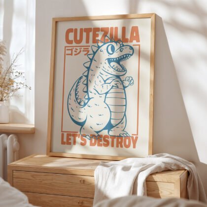 Wandbild mit Godzilla – Süß, aber zerstört alles