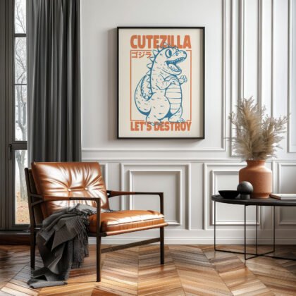 Wandbild mit Godzilla – Süß, aber zerstört alles