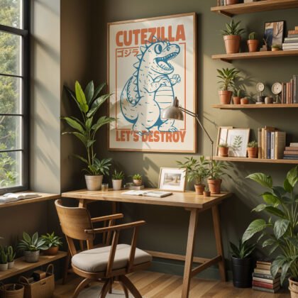 Wandbild mit Godzilla – Süß, aber zerstört alles