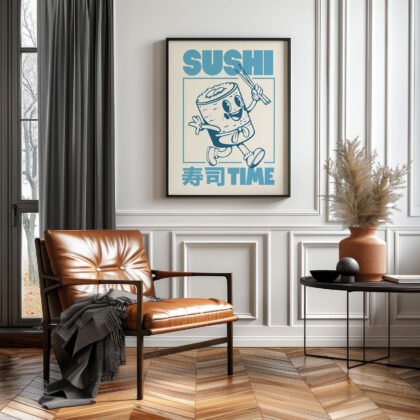 Sushi Poster – Retro Japanese Wall Art