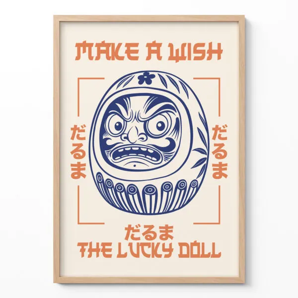 Daruma Wandbild – Japanischer Retro Stil