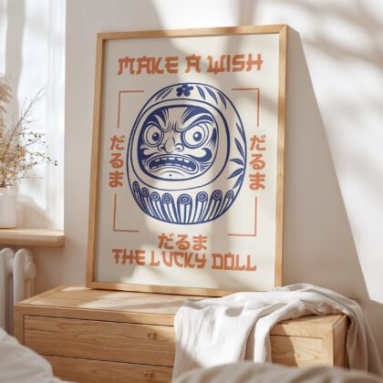 Daruma Wandbild – Japanischer Retro Stil