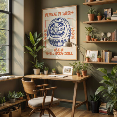 Daruma Poster – Retro Japanese Wall Art